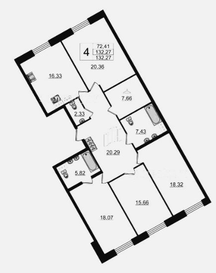 апартаменты с двумя спальнями
