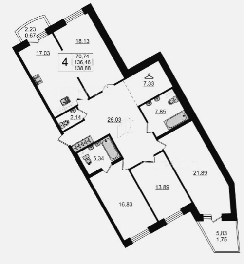 апартаменты с 2 спальнями